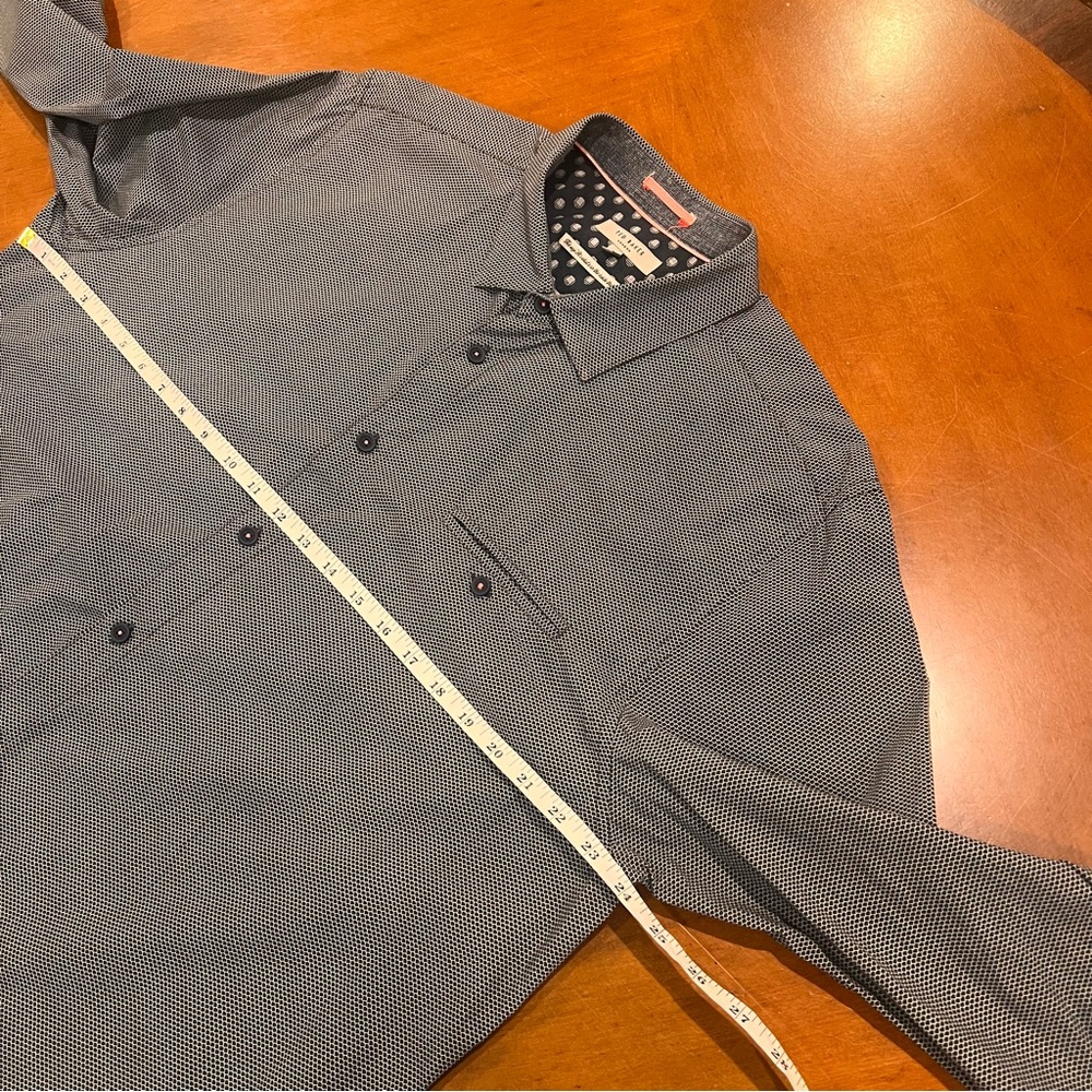 Ted Baker London Men’s Long-Sleeve Geometric Print Dress Shirt Flip Cuff 7/3XL - Picture 12 of 16